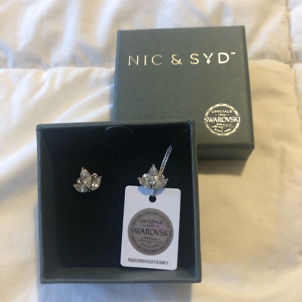 BNIB NIC & SYD Lotus Earrings with Swarovski